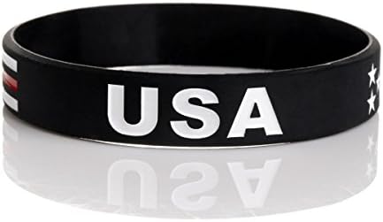 Sainstone Power of Faith USA Thin Red Line American Flag Bracelet Silicone Rubber Wristbands Americanism Partriotic Spirit Sports Holiday Gifts