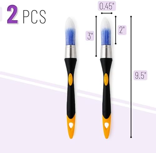 Bates- Trim Paint Brush Set, 0.45 Inch, 2 Pack, Ergonomic Non-Slip Handle, Synthetic Bristles, Trim Brushes for Painting