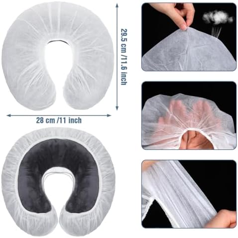 100 PCS Disposable Fitted Face Cradle Covers Non-Woven Soft Massage Face Rest Headrest Covers Universal Size for Massage Tables Chairs Salon SPA Use Faces Rest Cover