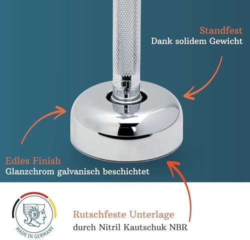 MERKUR 2381 Shaving Set with Stand Glossy Chrome | Three-Piece Razor with Straight Cut | Ideal for Wet Shaving | Die-Cast Zinc | Brass Handle | Made in Germany