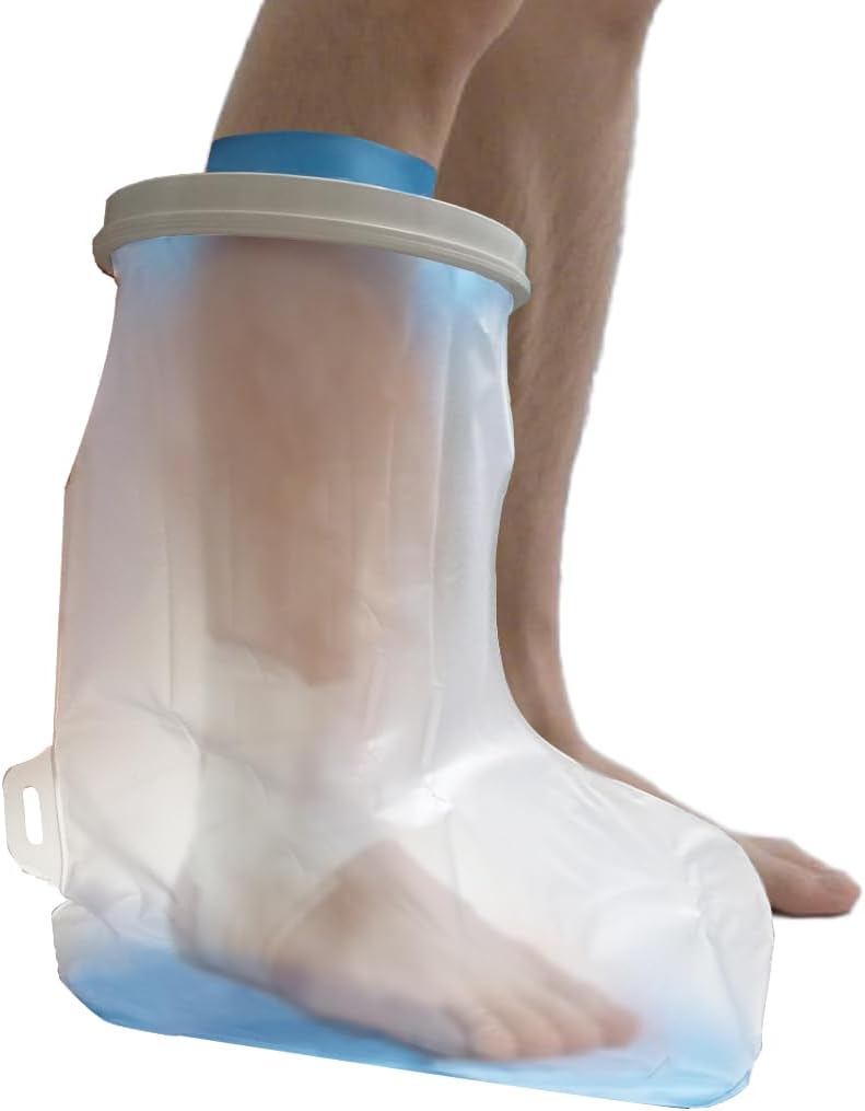 Non-Slip Waterproof Foot Cast Covers for Shower Adult, Shower Boot Foot Protector, Adult Cast Protector for Shower Ankle Foot After Surgery(15.75" in. Long)