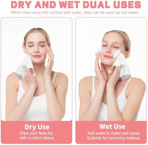 100 Count Disposable Face Towel, Ultra Soft & Thick Washcloths, Biodegradable Facial Towels for Sensitive Skin, Makeup Remover Dry Wipes, Lint-Free Towelettes for Cleansing