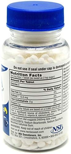 Necta Sweet Saccharin Tablets, 1/2 Grain, 1000 Tablet Bottle (Pack of 4)