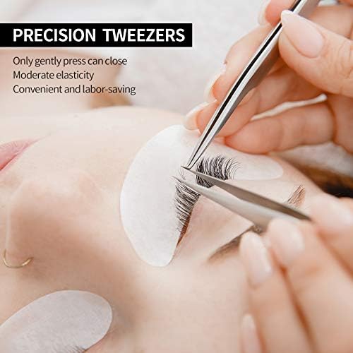 Mudde 3 Pcs Straight Pointed Tip Tweezers Isolating Eyelash Extensions Lash Tweezers for Women Facial Hair Pointed Blackhead Remover Precision Eyebrow Splinter