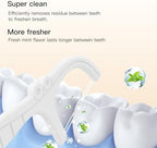 White Mint Dental Floss Picks, 2 Portable Travel Cases (10 Picks) 65 Refills, Double-Line Flossers for Tight Teeth, Fresh Breath, Plaque Removal, On-The-Go Oral Care