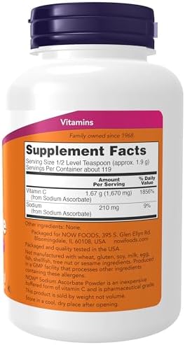 NOW Supplements, Sodium Ascorbate Powder, Buffered, Antioxidant Protection*, 8-Ounce