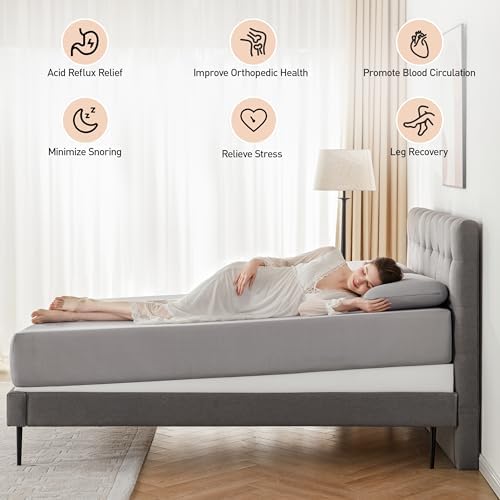 Lazyzizi Mattress Wedge Only, 5-Inch Queen Inclined Bed Wedge Mattress Topper for Acid Reflux, GERD, Neck & Back Pain, Snoring, Adjustable Elevator Under Mattress Support for Bedroom