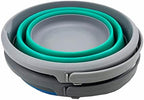 SAMMART 5.5L (1.4 Gallon) Set of 2 Collapsible Plastic Bucket - Foldable Round Tub - Portable Fishing Water Pail - Space Saving Outdoor Waterpot. (Bluish-Green + Blue)