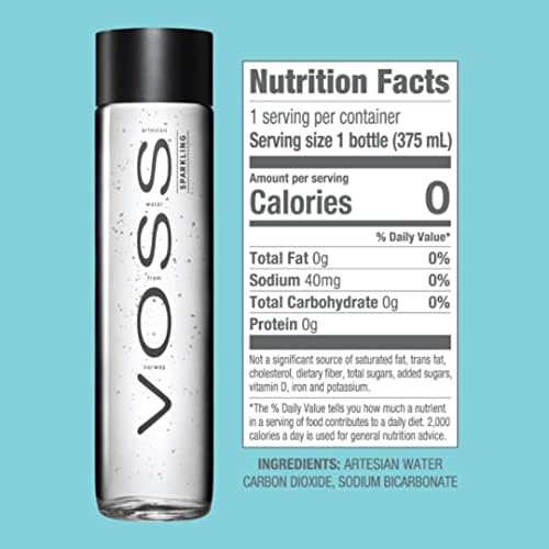 VOSS Sparkling Water From Norway Naturally Pure For A Crisp, Refreshing Taste, 375 Ml Glass Bottled Water 12.7 Fl Oz (Pack Of 9)