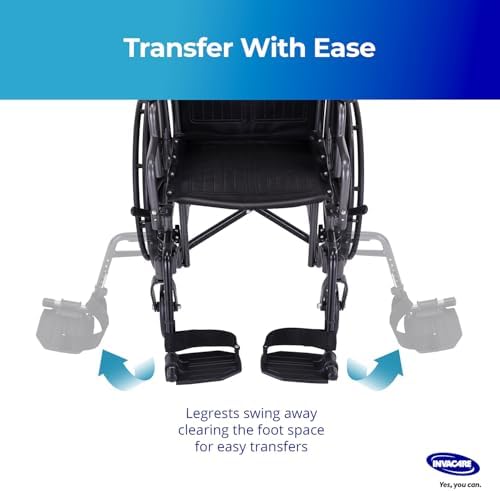 Invacare Wheelchair Legrest with Heel Loops & Swing-Away Design, Adjustable Footrest Length and Flip-Up Aluminum Footplate, Easy-to-Install, Compatible with Most US Wheelchairs & Transport Chairs