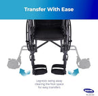 Invacare Wheelchair Legrest with Heel Loops & Swing-Away Design, Adjustable Footrest Length and Flip-Up Aluminum Footplate, Easy-to-Install, Compatible with Most US Wheelchairs & Transport Chairs
