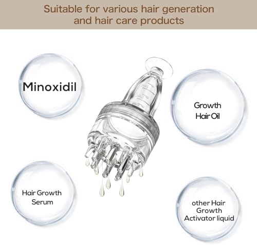 Scalp Applicator Comb,Minoxidil Applicator tool,Hair Oil Essential Serum Liquid Massager for Hair Growth, Follicle Care Treat hair Loss Thinning (Transparent)