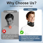 Neck Brace,Support Cervical Collar,Relieve Cervical Pain&Pressure for Men&Women,Skin-Friendly Fabric,Memory Foam Wrapped in Silicone Breathable Hard Frame (Black)