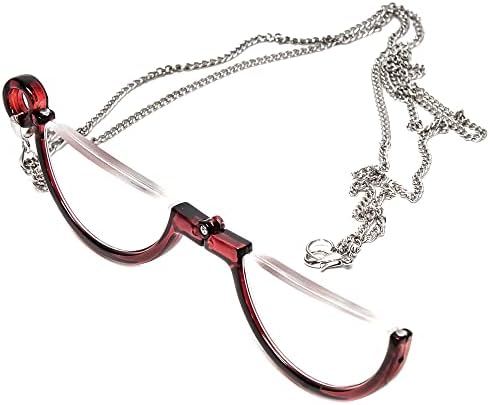 Calabria 2945R Folding Modern Eye Monocle Necklace Reading Magnifying Jewelry Pendant Chain Magnifier Glass Hanging Eyepiece