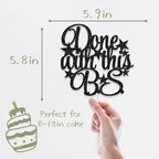 Funny Graduation Cake Topper Done With This BS, Black Glitter Grad Cake Decorations, College Graduation Party Favors Supplies