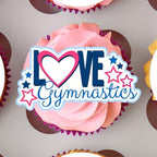 Black Gymnastics Silhouettes Edible Cupcake Toppers - Stand Up Wafer Cake Decorations, Gymnastics Birthday Party Decorations for Cake Decorating, Gym Tumble Edible Cookie Toppers (Pack of 12)