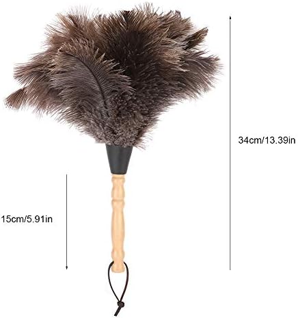Ostrich Duster,Anti Static Reusable Wooden Handle Ostrich Duster Dust Removal Cleaning Tool for Home Office Car