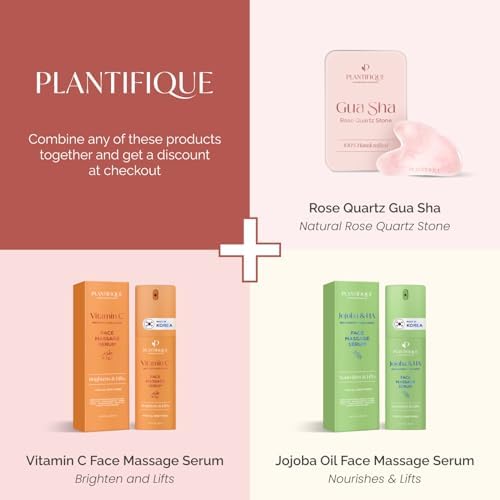 PLANTIFIQUE Rose Quartz Gua Sha Tool – Anti-Aging Face Massager & Jawline Shaper for Skincare Routine – Facial Massage & Skin Care Gift