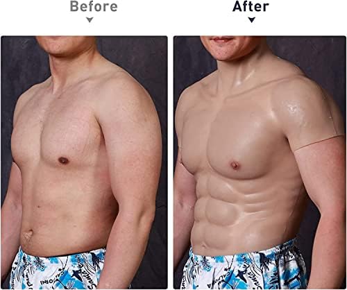 ROANYER Male Chest Silicone Muscle Suit Realistic Mens Silicone Chest Male Fake Muscle Belly For Cosplay Transgender