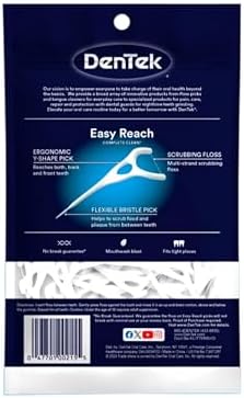 DenTek Complete Clean Easy Reach Floss Picks, No Break & No Shred Floss, 75-Count, 3 Pack