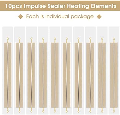 10 Pieces Impulse Sealer Replacement Parts 8 Inch Heat Seal Strips Replacement Element Grip Impulse Sealer Heating Element Service Spare Repair Kit, 200mmx2mm