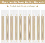 10 Pieces Impulse Sealer Replacement Parts 8 Inch Heat Seal Strips Replacement Element Grip Impulse Sealer Heating Element Service Spare Repair Kit, 200mmx2mm