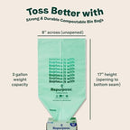 Repurpose 3 Gallon Compostable Small Bin Trash Bags, 100 Bags, BPI Certified, Leak-Proof, FDA Approved, Recyclable Packaging