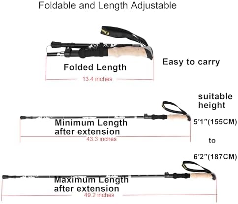 A ALAFEN Lightweight Collapsible Trekking Pole - 7075 Aluminum Adjustable Walking Stick for Hiking & Travel, Foldable Quick-Lock Design, Single Pole for Adults & Seniors