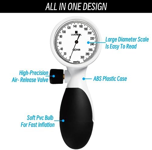 Manual Blood Pressure Cuff Adult 9”-21” Inches (22-53CM) (Large/XL)- Aneroid Sphygmomanometer -Extra Large with Integrated Bulb, Dial and Air Valve, Comfort Cuff | for Clinical or Home Use