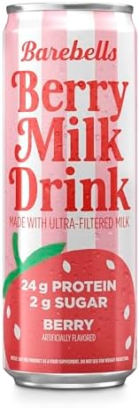 Barebells Berry Milk Drink – 24g Protein, No Added Sugar, High Protein Berry Shake, Ultra-Filtered Milk, Fruity & Creamy – 11.2 fl oz (330ml), 12 Count