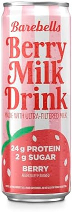 Barebells Berry Milk Drink – 24g Protein, No Added Sugar, High Protein Berry Shake, Ultra-Filtered Milk, Fruity & Creamy – 11.2 fl oz (330ml), 12 Count