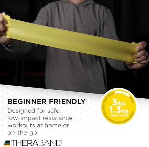 THERABAND Resistance Bands Set, Beginner Kit, Yellow, Red, Green, Non-Latex Elastic Bands for Exercise & Physical Therapy, Strength Training Bands for Upper & Lower Body Fitness