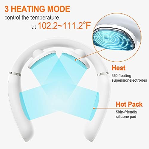 Intelligent Portable Neck Massager with Heat for Pain Relief, Cordless Pulse Neck Massager with Voice Broadcast & 6 Modes 16 Levels Intensity Massage for Office Home Outdoor Use