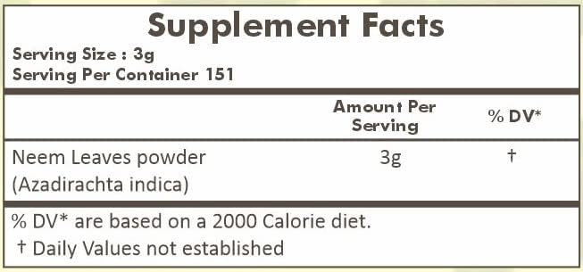 HERBAL HILLS Neem Powder Azadirachta Indica Pure Neem Leaf/Leaves Powder 16 Oz