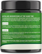 Mushroom Matcha Powder, Japanese Ceremonial Matcha Infused With 7 Superfood Mushrooms, MCT Oil, Coconut Milk Powder, Natural, Gluten Free, Taste Great Matcha Latter 8 Oz(45 Servings)