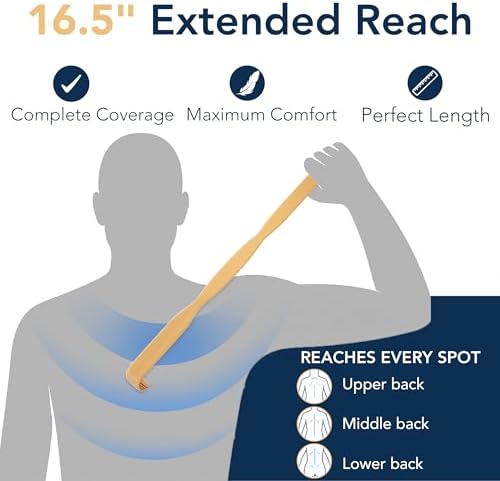 Slick- Bamboo Back Scratcher, 16.5”, 2 Pack, Wooden Back Scratcher Long Handle for Men and Women