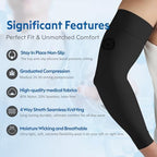 NURCOM® Medical Compression Arm Sleeve for Men Women, 20-30 mmHg with Silicone Band for Lymphedema, Lipedema, Pain Relief, Edema, Swelling, Post Surgery Recovery, 2 Pack, Black L