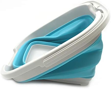 SAMMART 10L (2.6 Gallon) Collapsible Rectangular Handy Bucket (1, Grey/Bright Blue)