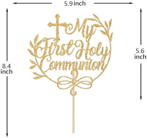 My First Holy Communion Cake Topper, Baptism Cake Decor, First Communion Decorations, Wedding Christening Baby Shower 1st Birthday Party Decorations, Gold Glitter