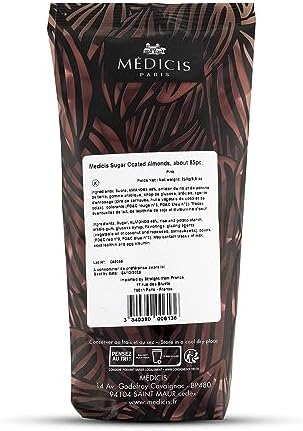 Medicis Premium Candied Almond Dragees (French Jordan Almonds) Sugar Coated Candies Ideal as a Party Favor for Weddings and Baby Showers, 75 Count Bag 8.8oz, Pink