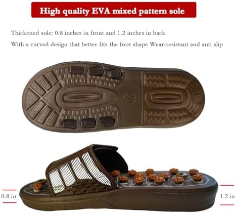 Acupressure Sandals,Acupressure Foot Massager with Anti-Slip Sole,Plantar Fasciitis Relief with Imitate Person Rotation Finger Pressure (Brown, S-Women(5.5-7)/Men(4.5-6))