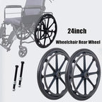 WORDFUN 2 Pcs Wheelchair Rear Wheel Replacement, 20" 22" 24" Non-Slip Solid Tires, Manual Wheelchair Accessory Rear Wheels, Non-Inflatable, Tire Replacement, Tires Wheels Assembly