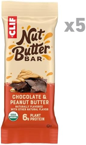 CLIF Nut Butter Bar - Chocolate Peanut Butter - Energy Snack Bars - Non-GMO - USDA Organic - Plant Based - Low Glycemic - 1.76 oz. (5 Pack)