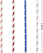 ALINK American Flag Red Blue White Paper Straws, 100 Straws for Memorial Day /4th of July, Super Bowl, Patriotic Party, Americana Themed Party Celebration