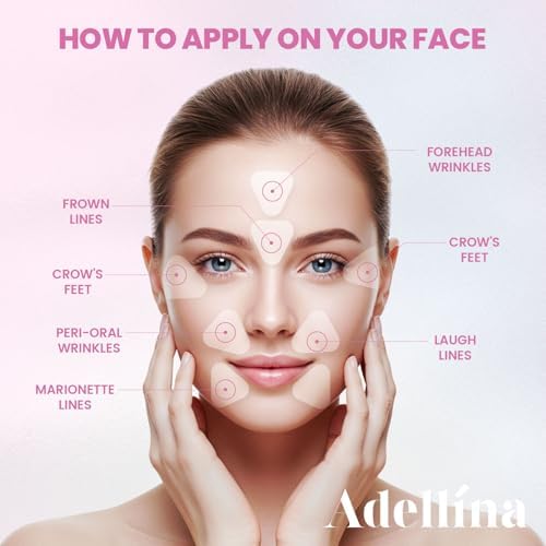 Adellina New Anti Facial Wrinkle Patches: Anti Wrinkle Patches Overnight - Smile Line Pathces - Facial Wrinkle Patche for Forehead, Smile Line, Under Eyes (1 Count (Pack of 144))