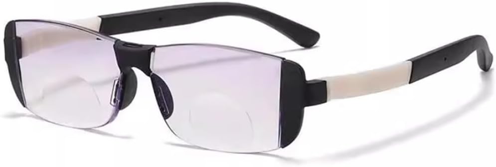 NILZA Progressive Multifocal Reading Glasses Rimless Computer Readers Bifocal Eyeglasses Frameless Presbyopic Glasses 1.5 (Color : Black, Size : 2.0X)