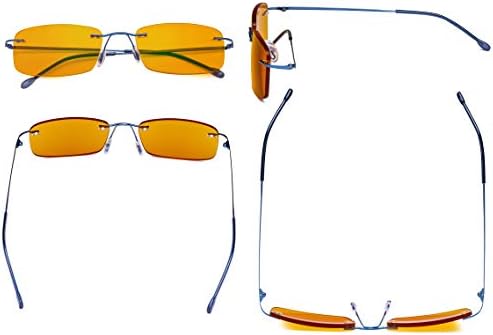 Eyekepper Titanium Rimless Orange Tinted Lenses Computer Reading Glasses Readers Men Women