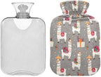 2 L Hot Water Bottle Alpaca Cute Hot Water Bottle with Cover Soft Velvet Hot Water Bag for Pain Relief Hot Water Bottle for Winter Bed for Hands