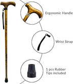 Handmade Wooden Walking Canes Stylish Hardwood Walking Sticks with Wrist Strap and Rubber Tips - 36 Inches
