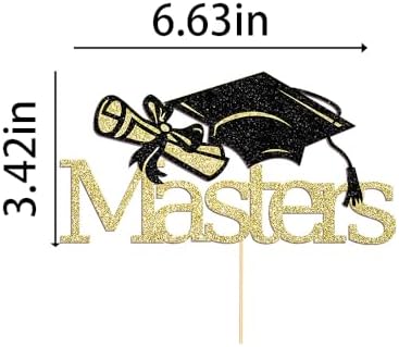 Masters Cake Topper ，Happy Master Degree Cake Decorations, Master Graduation Party Decorations -Master 2025 Graduation Party Supplies (Gold & Black -2)